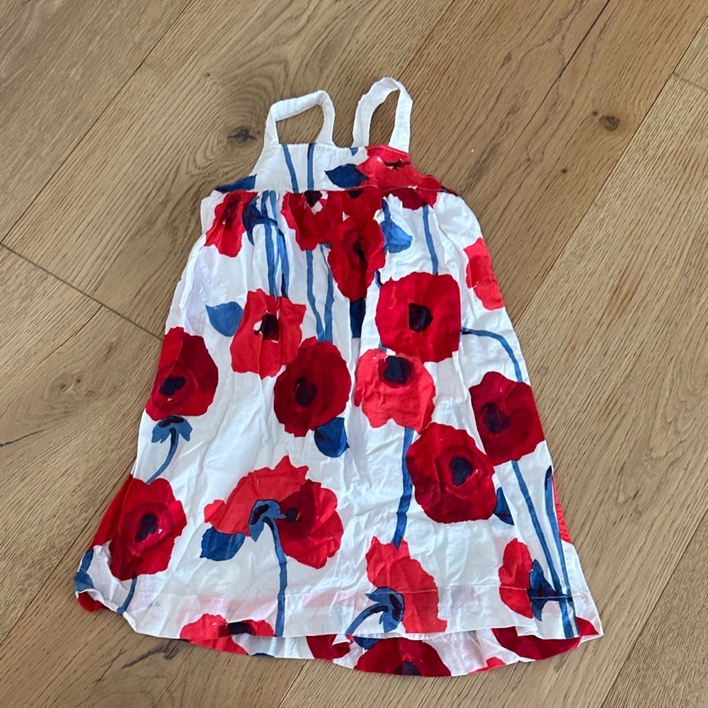 Gap girls Floral Red and White Dress 5